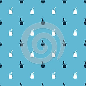 Set Champagne in an ice bucket and Cocktail on seamless pattern. Vector