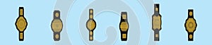 Set of championship belt cartoon icon design template with various models. vector illustration isolated on blue background