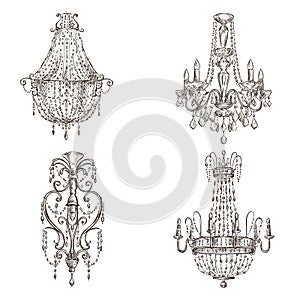 Set of chandelier drawings