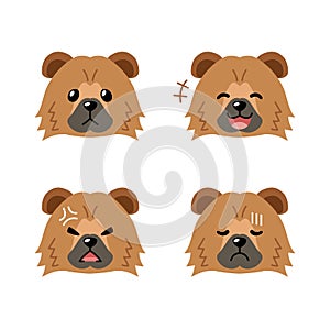 Set of character chow chow dog faces showing different emotions