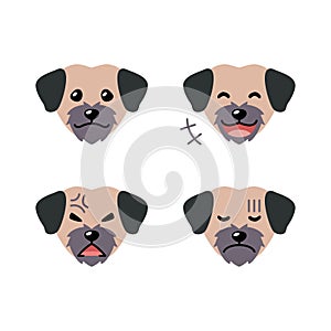 Set of character cute dog faces showing different emotions