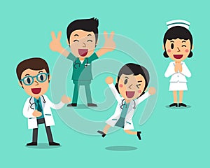 Set of character doctors and nurses vector cartoon illustration