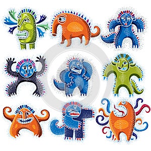 Set of character monsters vector flat illustration, collection o