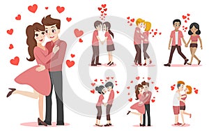 Set of characters cartoon couple of lover for love valentines day