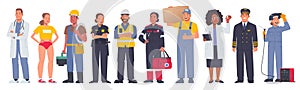 Set of characters of men and women of various professions. People working in various fields of work. Occupation