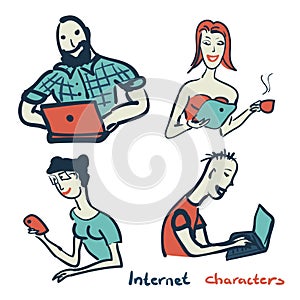 Set of characters on the theme of Internet technology and device