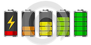 Set of charges battery on a white.