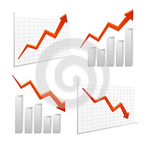 Set chart graph positive, negative infographic