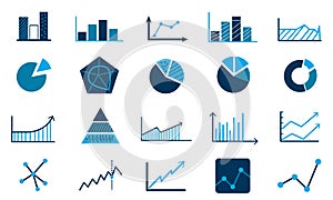 Set of Charts and Diagrams icon template.Trend and more symbol vector sign isolated on white background vector illustration for gr