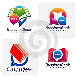 Set of Chat Book logo design vector template, Illustration Book design Concept, Icon symbol