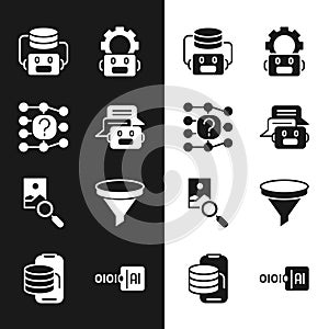Set Chat bot, Neural network, Artificial intelligence robot, Robot setting, Photo retouching, Funnel filter, Binary code