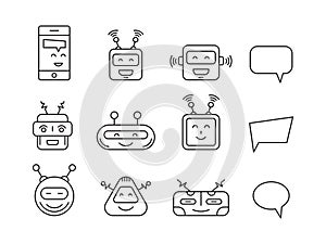 Set Chat bot vector icon faces