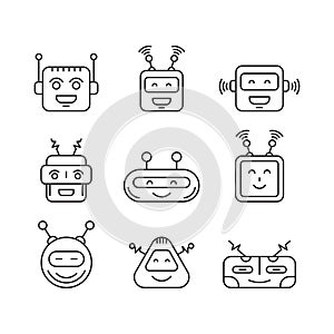Set Chat bot vector icon faces