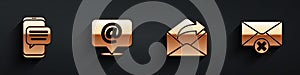 Set Chat messages notification on phone, Mail and e-mail on speech bubble, Outgoing mail and Delete envelope icon with