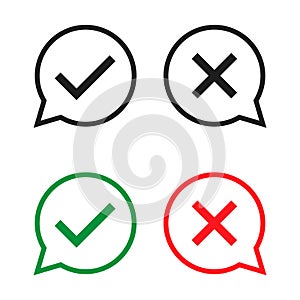 Set of check do dos mark, correct wrong sign, vector illustration choice icon