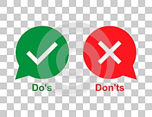 Set of check do dos mark, correct wrong sign, vector illustration choice icon