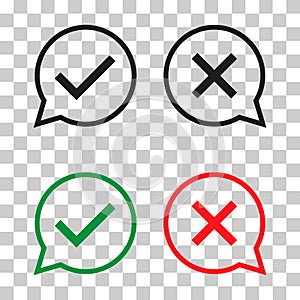 Set of check do dos mark, correct wrong sign, vector illustration choice icon