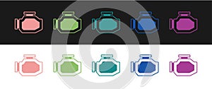 Set Check engine icon isolated on black and white background. Vector