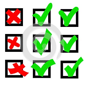 Set check marks or ticks in boxes conceptual