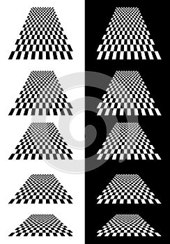 Set of checkered planes in perspective