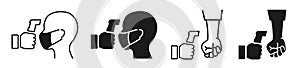 Set of checking human body temperature icon. Showing body temperature check sign during Covid-19 outbreak. Detection virus