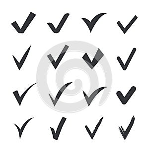 Set of checkmark icons. Confirmation, verification, approval icon