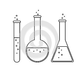 Set chemical test tubes icons illustration vector