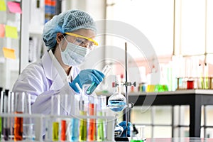 Set of Chemical tube development and pharmacy in laboratory,biochemistry and research technology concept.