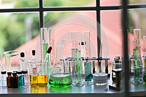 Set of Chemical tube development and pharmacy in laboratory,biochemistry and research technology concept