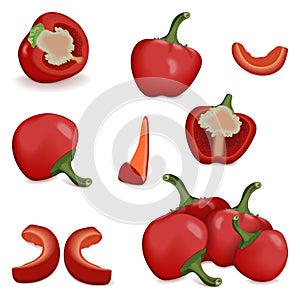 Set of Cherry Pepper. Vector illustration.