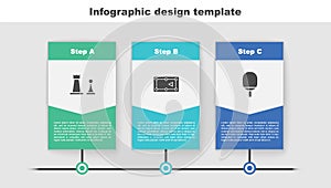 Set Chess, Billiard table and Racket for playing tennis. Business infographic template. Vector