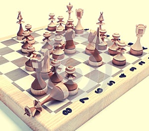 Set of chess figures on the board