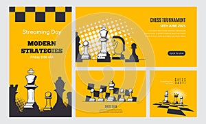 Set of Chess Game Banner Templates, Stock Vector