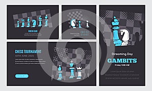 Set of Chess Game Banner Templates, Stock Vector