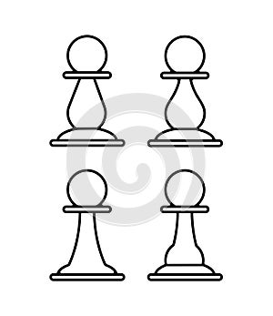 Set of chess pawns. Vector icon