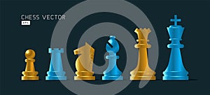 Set of chess pieces. Realistic vector Chess piece icons. Board game. Vector