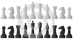 Set of chess pieces.