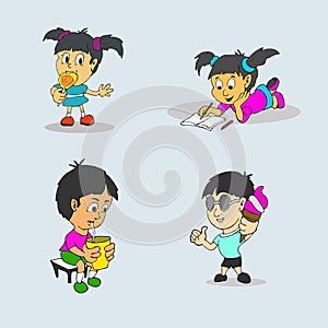 Set of child activities routines vector pack