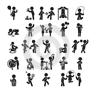 Set of children activities play and learn ,Human pictogram Icons