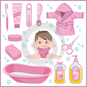 Set of childrens things for bathing