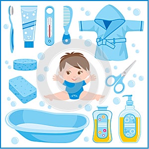 Set of childrens things for bathing