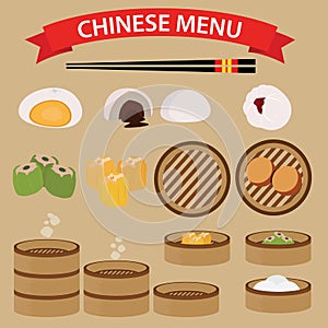 Set of Chinese Food and Cuisine