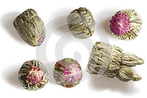 Set of Chinese green flower tea