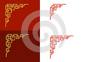 Set of Chinese line corner element, vector art