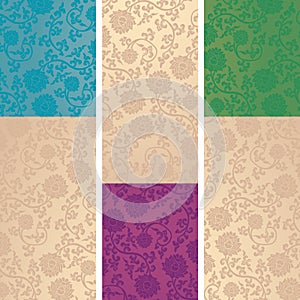 Set of Chinese lotus pattern vertical banners