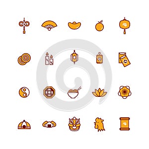 set of chinese new year icons. Vector illustration decorative design