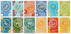 Set of Chinese zodiac signs