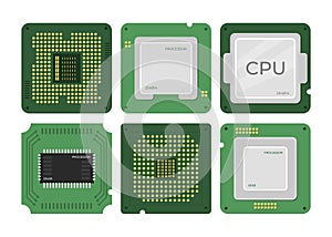 Set of chip Central Computer Processors CPU collection , Circuit board computer hardware, microprocessor electronic chip,