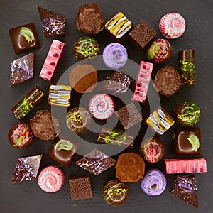 Set of chocolate candie,