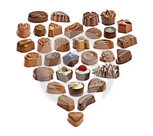 Set of chocolate candie, chocolate collection photo